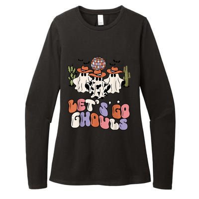 Retro Halloween Lets Go Ghouls Western Ghosts Disco Gift Womens CVC Long Sleeve Shirt