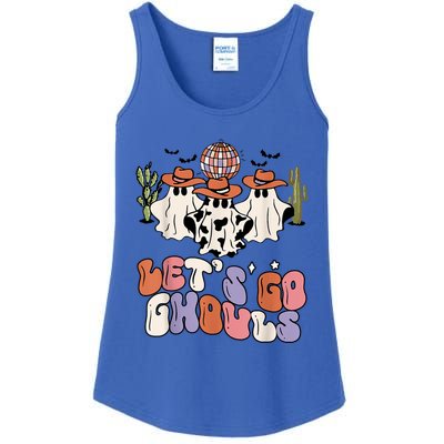 Retro Halloween Lets Go Ghouls Western Ghosts Disco Gift Ladies Essential Tank