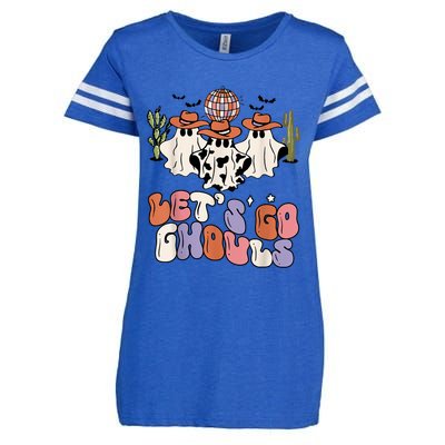 Retro Halloween Lets Go Ghouls Western Ghosts Disco Gift Enza Ladies Jersey Football T-Shirt