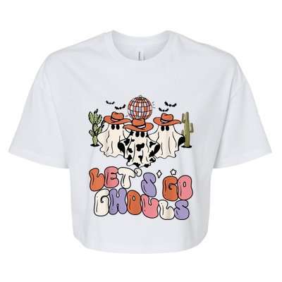 Retro Halloween Lets Go Ghouls Western Ghosts Disco Gift Bella+Canvas Jersey Crop Tee