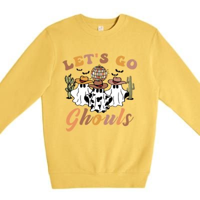 Retro Halloween Lets Go Ghouls Western Ghosts Disco Gift Premium Crewneck Sweatshirt