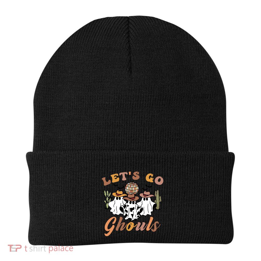 Retro Halloween Lets Go Ghouls Western Ghosts Disco Gift Beanie
