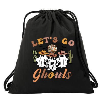 Retro Halloween Lets Go Ghouls Western Ghosts Disco Gift Drawstring Bag