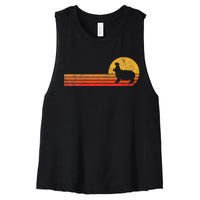 Retro Hippo Lover Funny Hippo Vintage Women's Racerback Cropped Tank