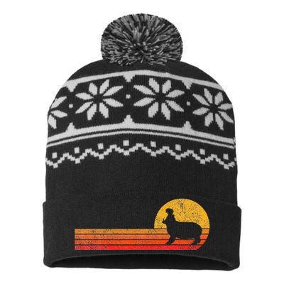 Retro Hippo Lover Funny Hippo Vintage USA-Made Snowflake Beanie