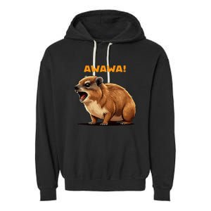 Rock Hyrax Lover Awawa Funny Groundhog Dassie Garment-Dyed Fleece Hoodie