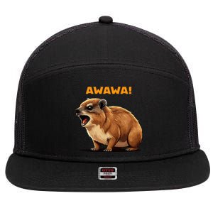 Rock Hyrax Lover Awawa Funny Groundhog Dassie 7 Panel Mesh Trucker Snapback Hat