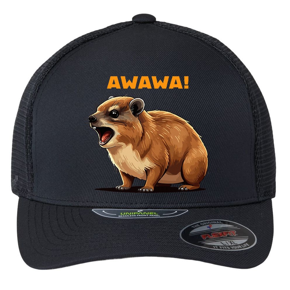 Rock Hyrax Lover Awawa Funny Groundhog Dassie Flexfit Unipanel Trucker Cap