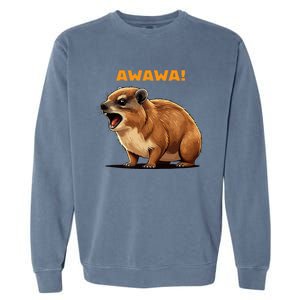 Rock Hyrax Lover Awawa Funny Groundhog Dassie Garment-Dyed Sweatshirt