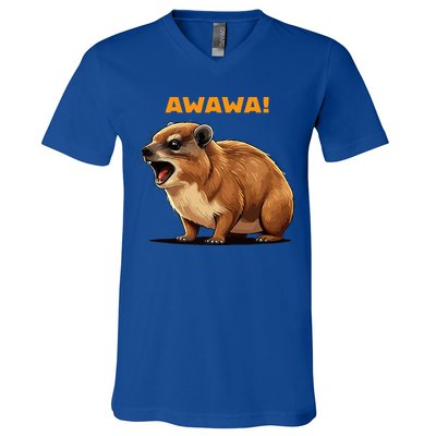 Rock Hyrax Lover Awawa Funny Groundhog Dassie V-Neck T-Shirt