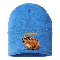 Rock Hyrax Lover Awawa Funny Groundhog Dassie Sustainable Knit Beanie