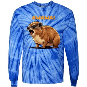 Rock Hyrax Lover Awawa Funny Groundhog Dassie Tie-Dye Long Sleeve Shirt