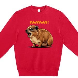 Rock Hyrax Lover Awawa Funny Groundhog Dassie Premium Crewneck Sweatshirt