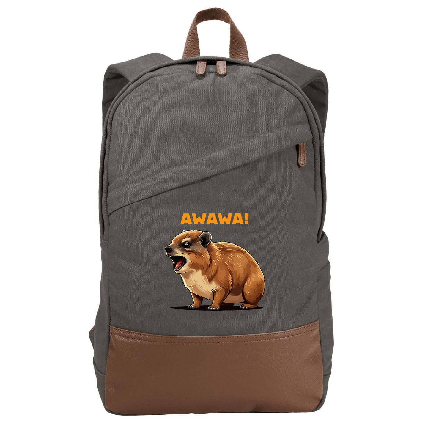 Rock Hyrax Lover Awawa Funny Groundhog Dassie Cotton Canvas Backpack