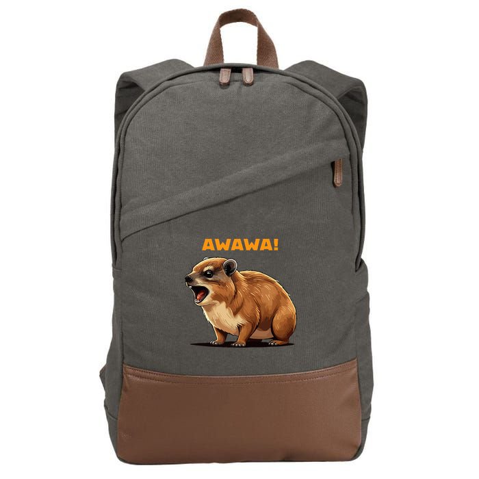 Rock Hyrax Lover Awawa Funny Groundhog Dassie Cotton Canvas Backpack