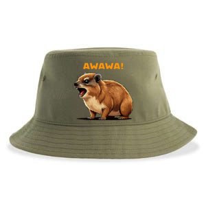 Rock Hyrax Lover Awawa Funny Groundhog Dassie Sustainable Bucket Hat