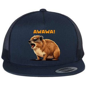 Rock Hyrax Lover Awawa Funny Groundhog Dassie Flat Bill Trucker Hat