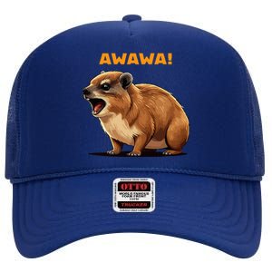 Rock Hyrax Lover Awawa Funny Groundhog Dassie High Crown Mesh Back Trucker Hat