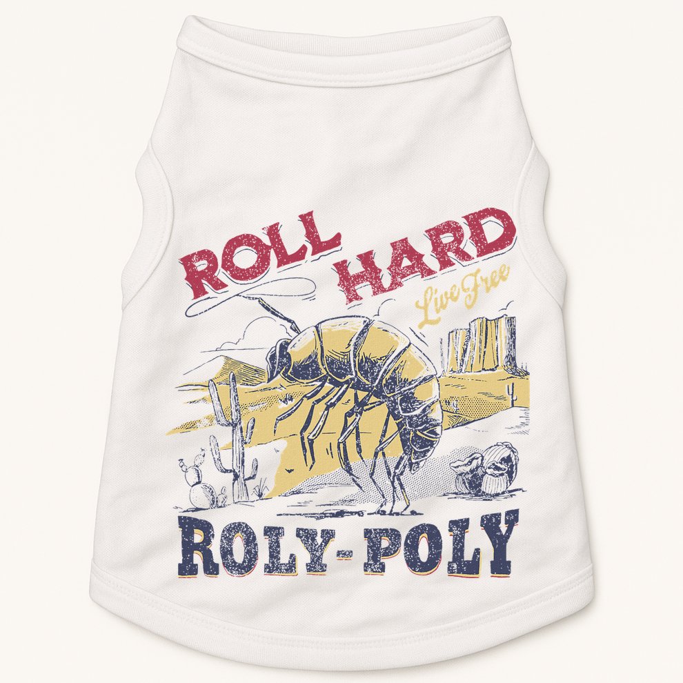 Roll Hard Live Free Roly Poly Wild West Rodeo Cowboy Doggie Tank