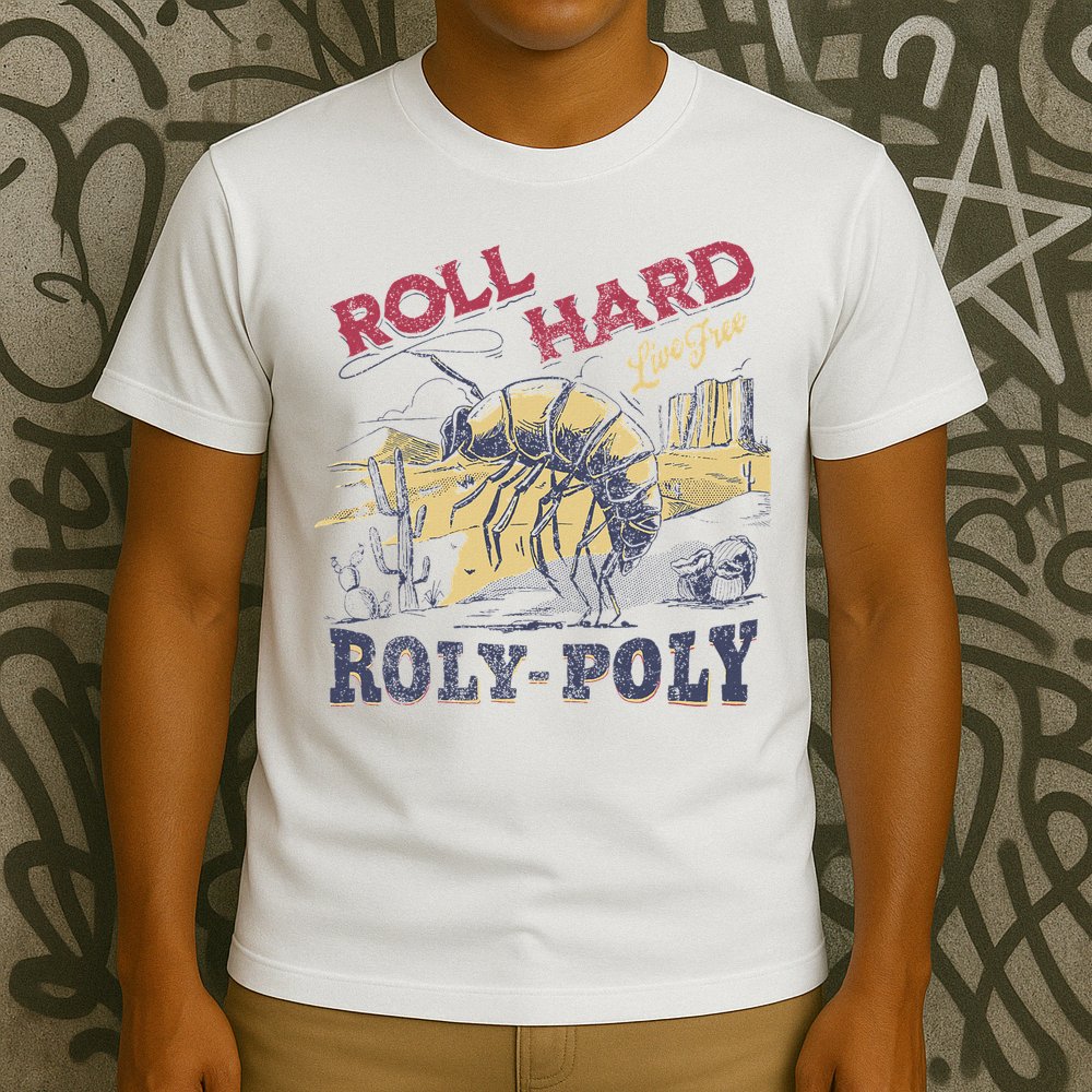 Roll Hard Live Free Roly Poly Wild West Rodeo Cowboy T-Shirt