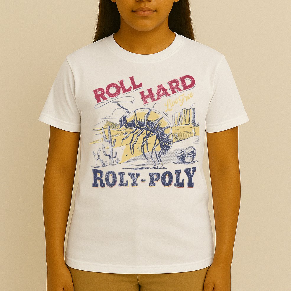 Roll Hard Live Free Roly Poly Wild West Rodeo Cowboy T-Shirt