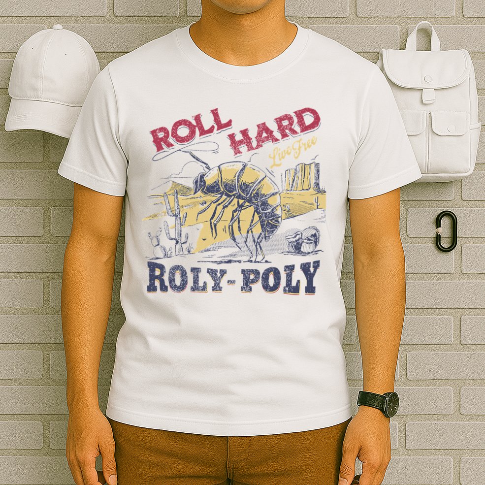 Roll Hard Live Free Roly Poly Wild West Rodeo Cowboy T-Shirt