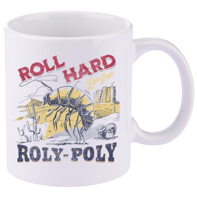 Roll Hard Live Free Roly Poly Wild West Rodeo Cowboy 11oz C Handle Ceramic Mug