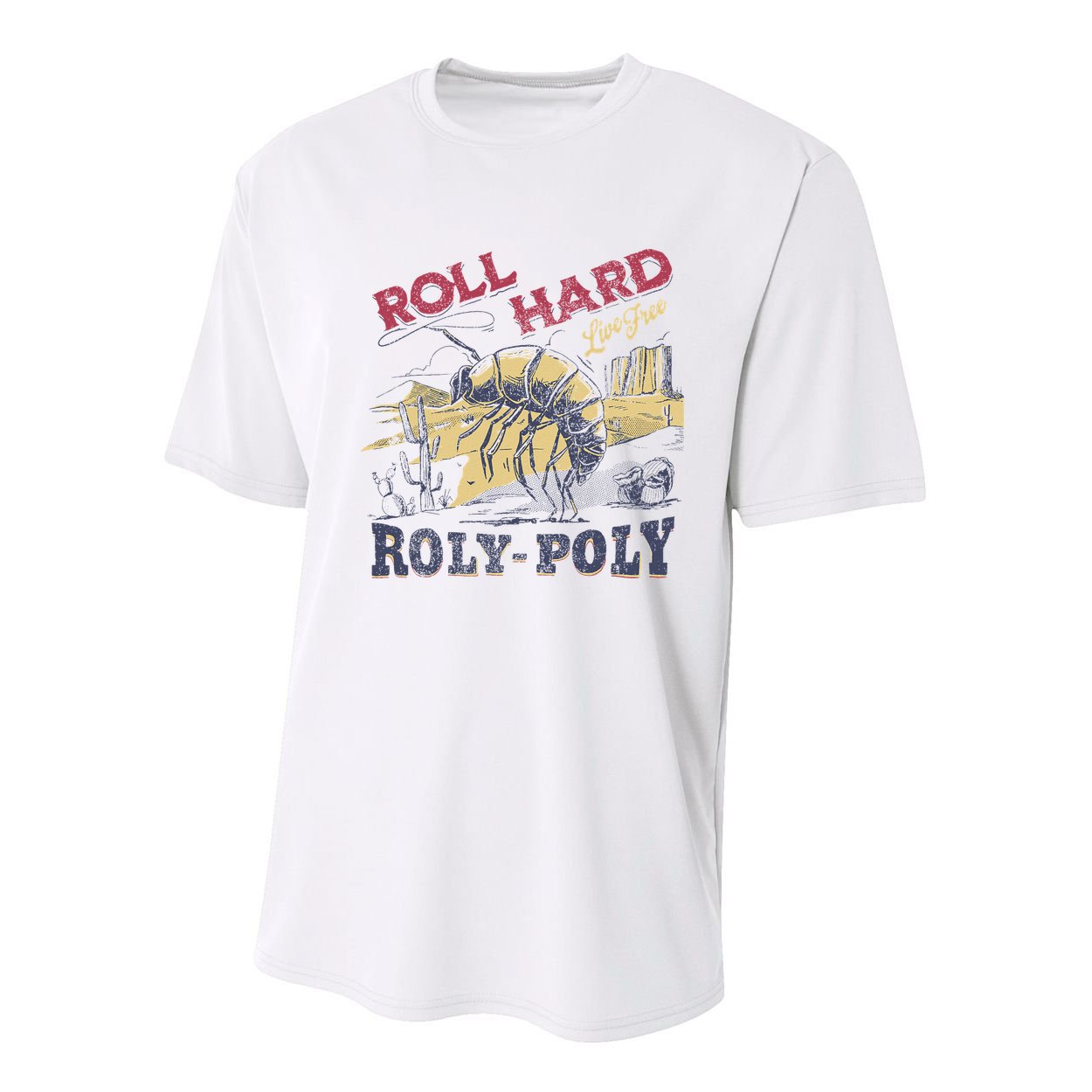Roll Hard Live Free Roly Poly Wild West Rodeo Cowboy Youth Performance Sprint T-Shirt