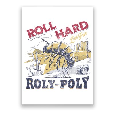 Roll Hard Live Free Roly Poly Wild West Rodeo Cowboy Poster