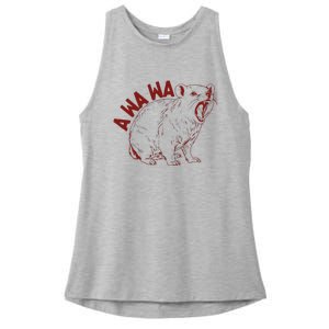 Rock Hyrax Lover Awawa Funny Groundhog Dassi Ladies PosiCharge Tri-Blend Wicking Tank