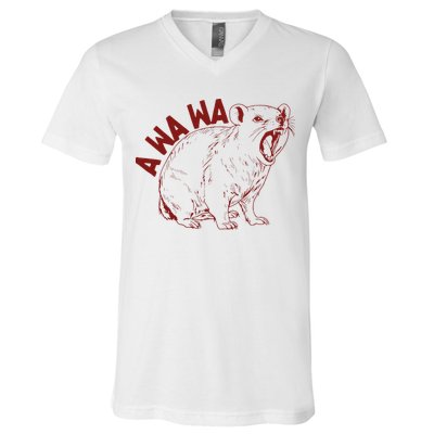 Rock Hyrax Lover Awawa Funny Groundhog Dassi V-Neck T-Shirt