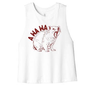 Rock Hyrax Lover Awawa Funny Groundhog Dassi Women's Racerback Cropped Tank