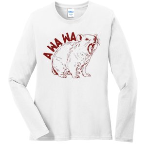 Rock Hyrax Lover Awawa Funny Groundhog Dassi Ladies Long Sleeve Shirt