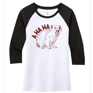 Rock Hyrax Lover Awawa Funny Groundhog Dassi Women's Tri-Blend 3/4-Sleeve Raglan Shirt