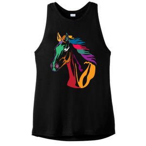 Rainbow Horse Lover Cute Ladies PosiCharge Tri-Blend Wicking Tank