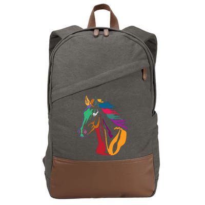 Rainbow Horse Lover Cute Cotton Canvas Backpack