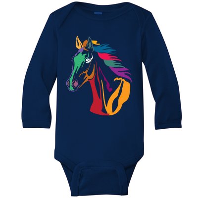 Rainbow Horse Lover Cute Baby Long Sleeve Bodysuit