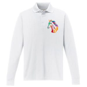 Rainbow Horse Lover Cute Performance Long Sleeve Polo