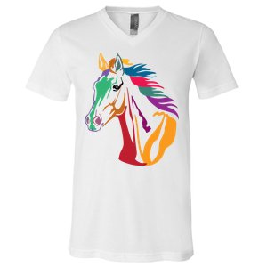 Rainbow Horse Lover Cute V-Neck T-Shirt