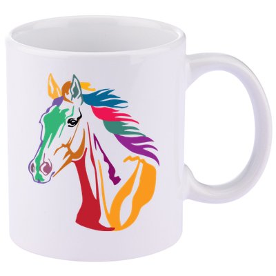 Rainbow Horse Lover Cute 11oz C Handle Ceramic Mug