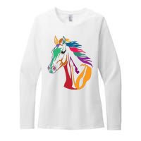 Rainbow Horse Lover Cute Womens CVC Long Sleeve Shirt