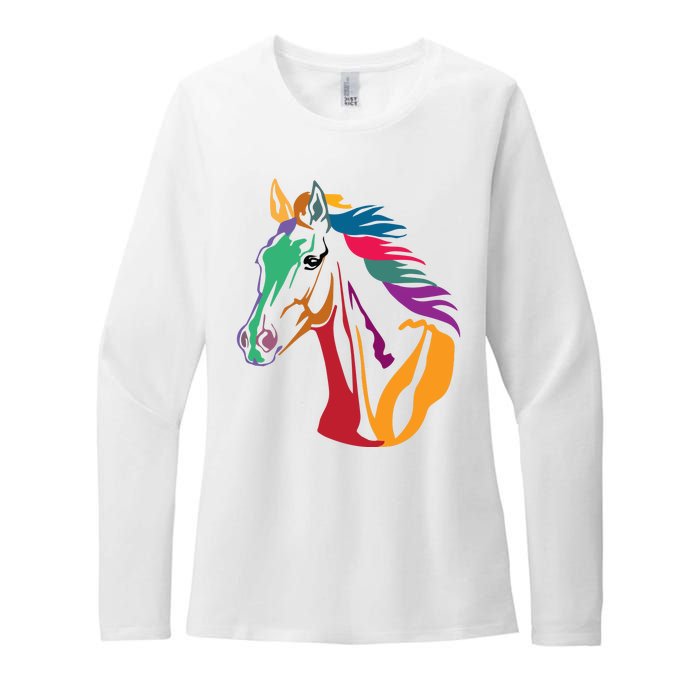 Rainbow Horse Lover Cute Womens CVC Long Sleeve Shirt