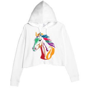 Rainbow Horse Lover Cute Crop Fleece Hoodie