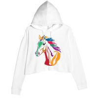 Rainbow Horse Lover Cute Crop Fleece Hoodie