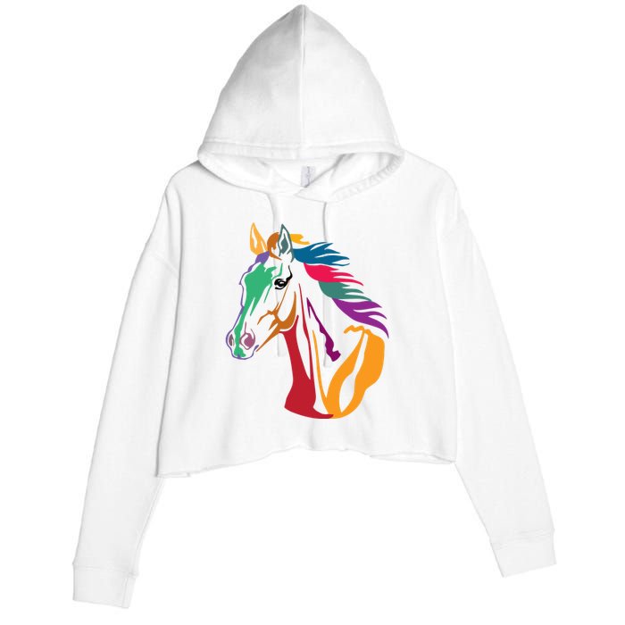 Rainbow Horse Lover Cute Crop Fleece Hoodie