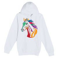 Rainbow Horse Lover Cute Premium Pullover Hoodie