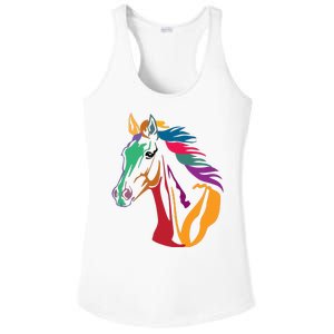 Rainbow Horse Lover Cute Ladies PosiCharge Competitor Racerback Tank