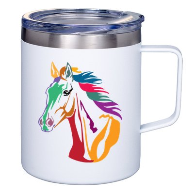 Rainbow Horse Lover Cute 12oz Stainless Steel Coffee Mug