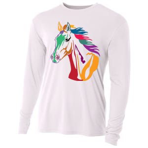 Rainbow Horse Lover Cute Cooling Performance Long Sleeve Crew