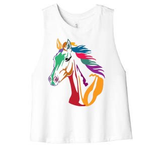 Rainbow Horse Lover Cute Women's Racerback Cropped Tank